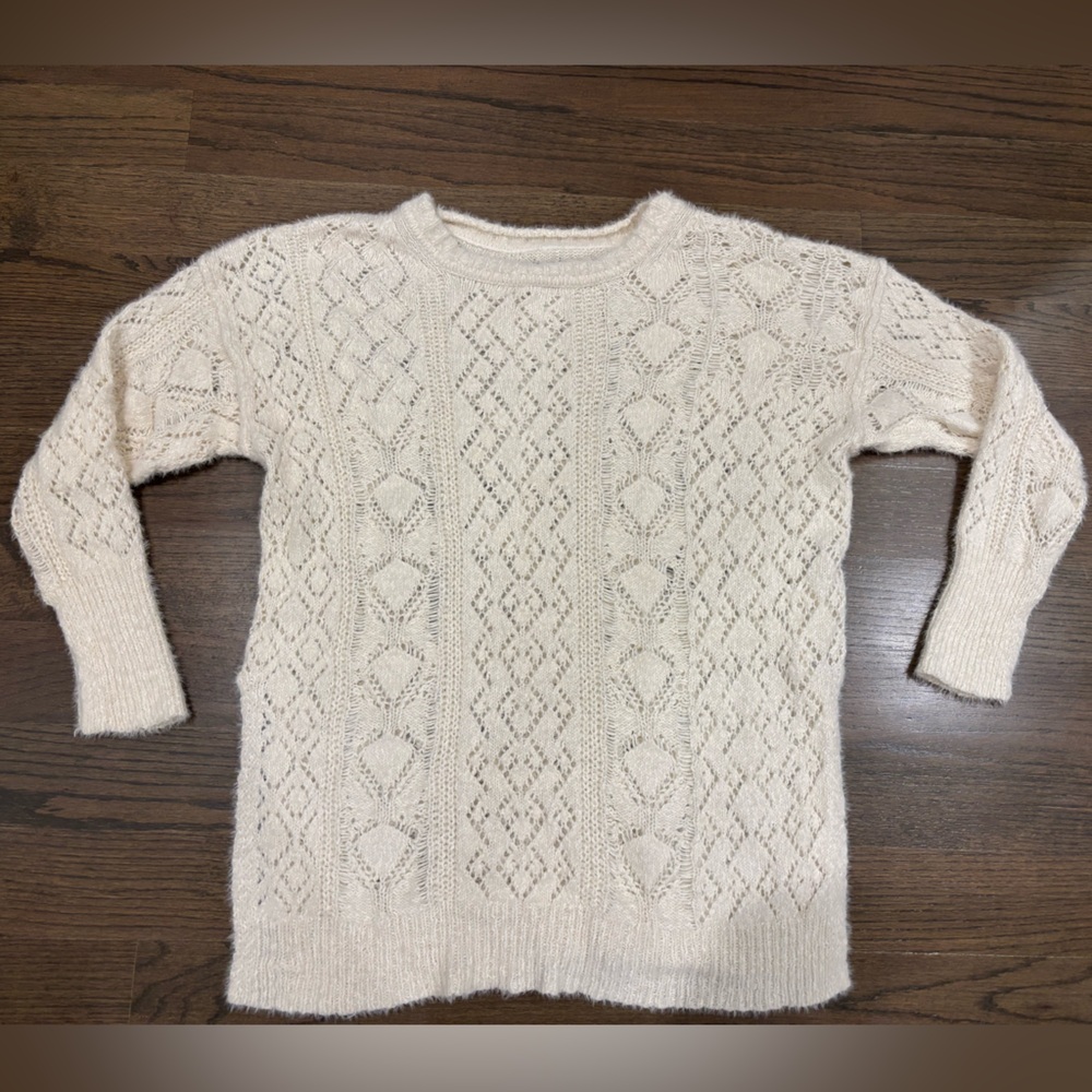Anthropologie Distressed Stitch Longline Side Slit Sweater by Pilcro - Picture 4 of 9